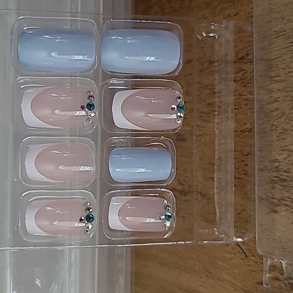 2/$16 Rhinestone Blue Long Press On Nails - Picture 16 of 16